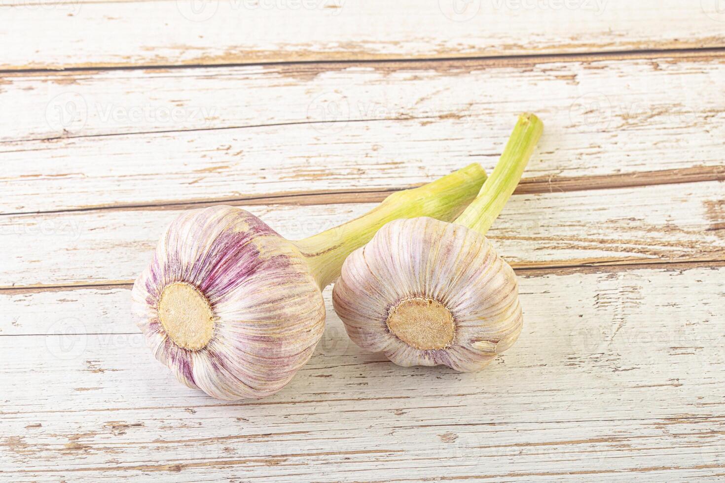 Two Young garlic over background photo