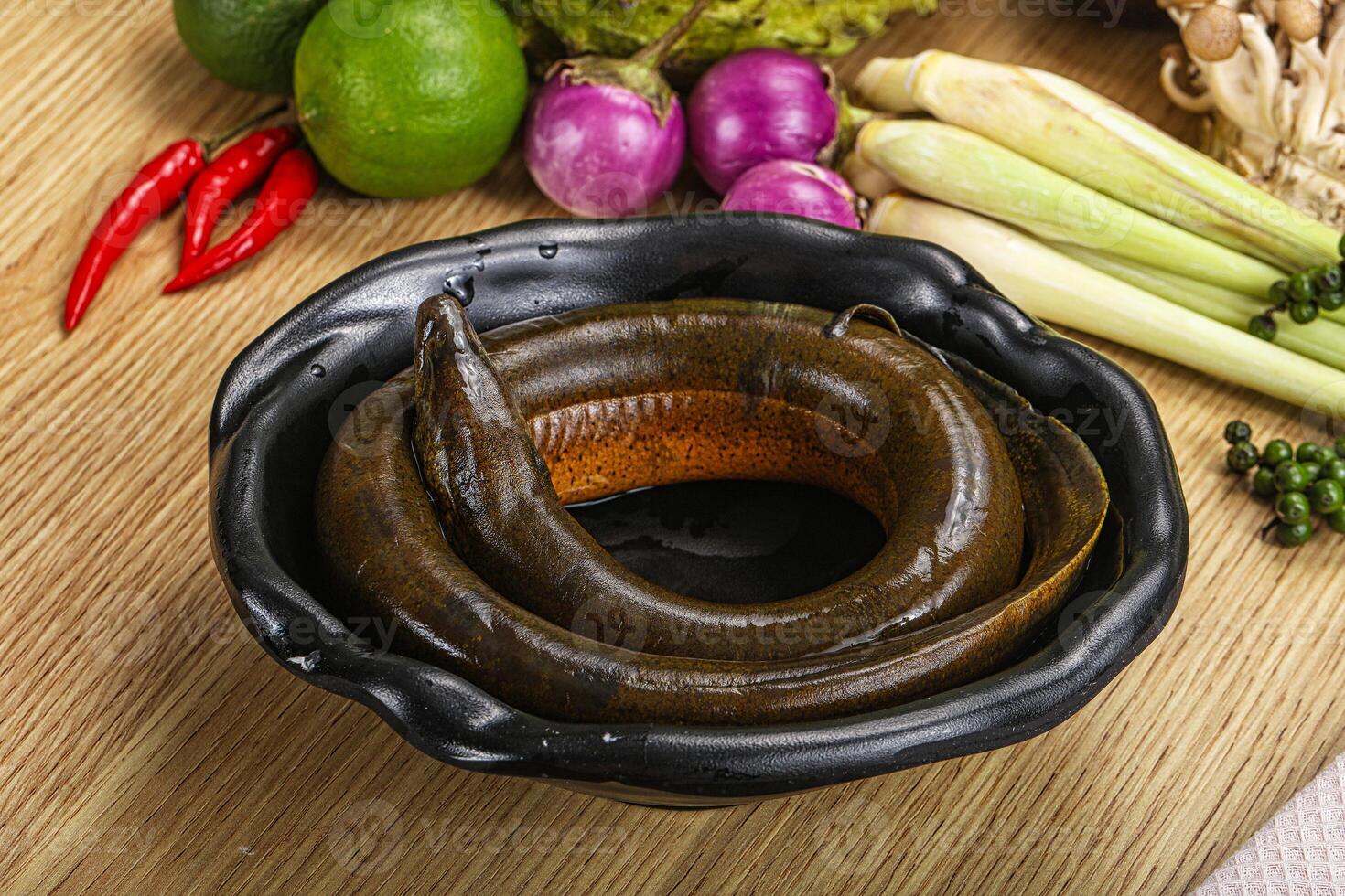 Fresh raw uncooked eel for grill photo