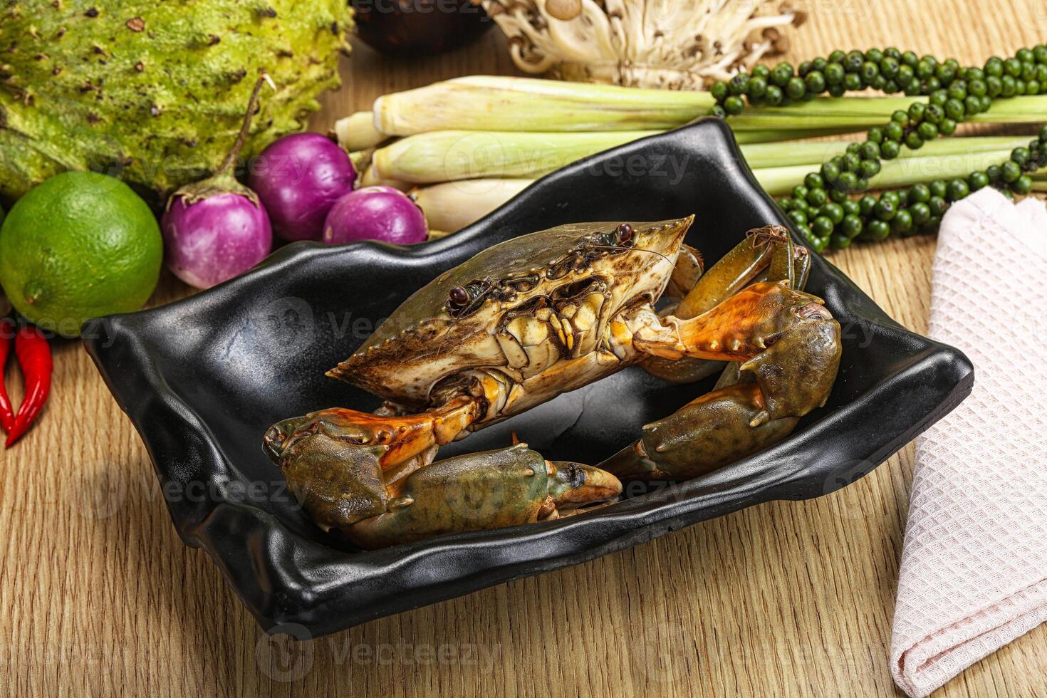 Delicous fresh raw uncooked crab photo