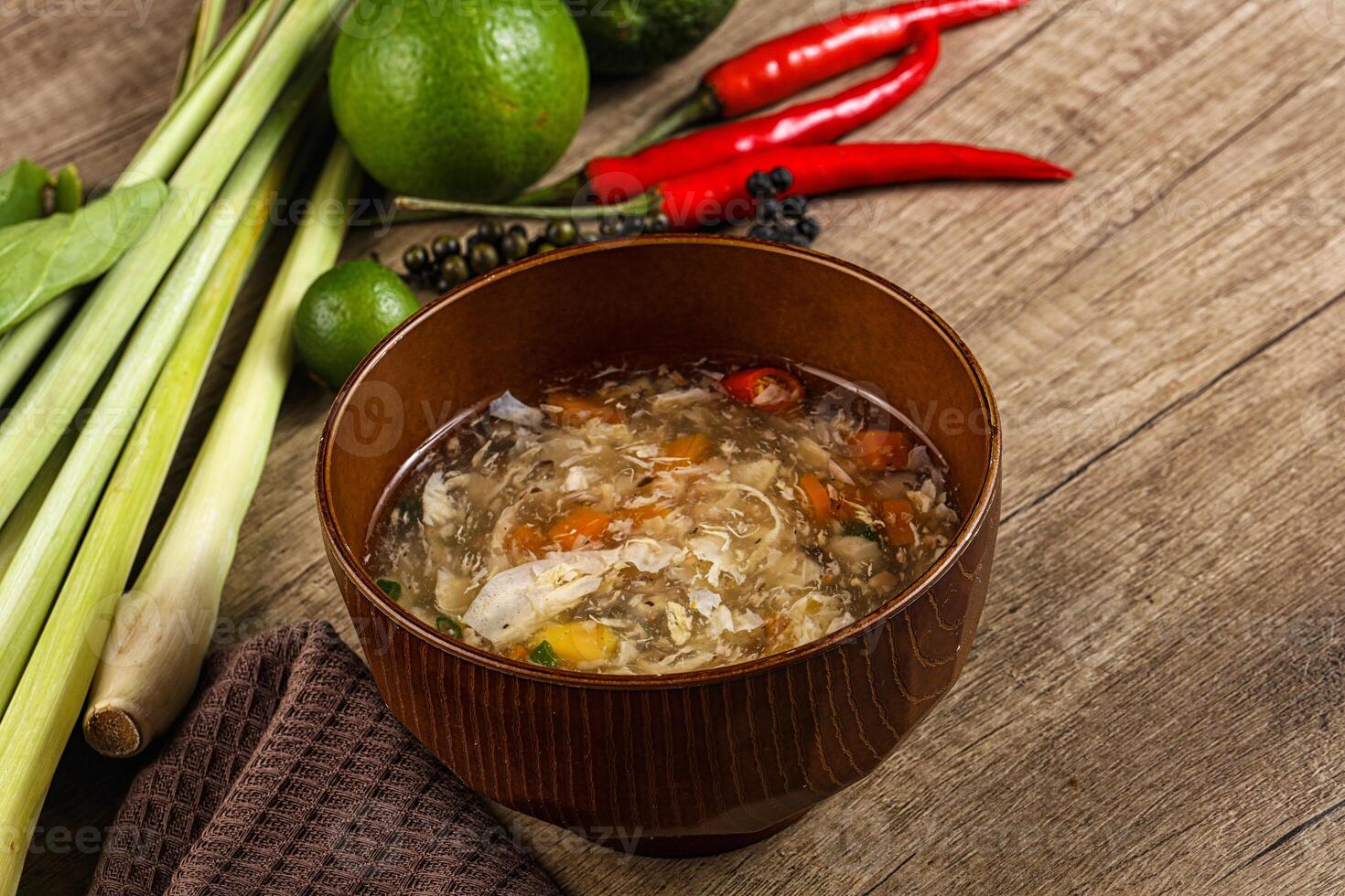 Asian gourmet crab soup with spices photo