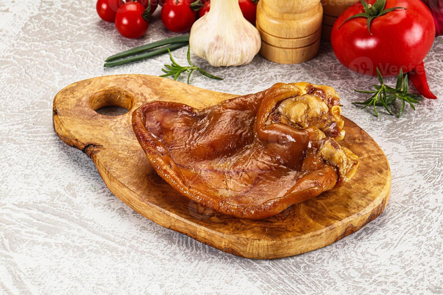 Smoked pork ear snack appetizer photo