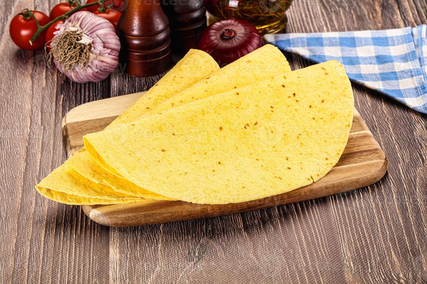 Mexican tortilla for burrito wrap photo