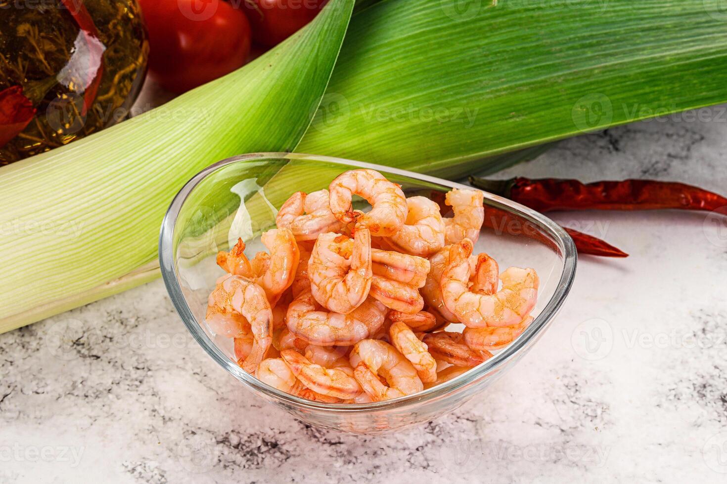 Shrimps cocktail in the bowl photo