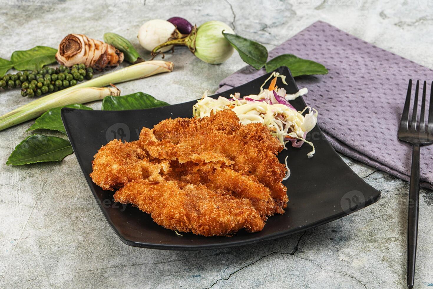 Tonkatsu fried cutlet with cabbage photo