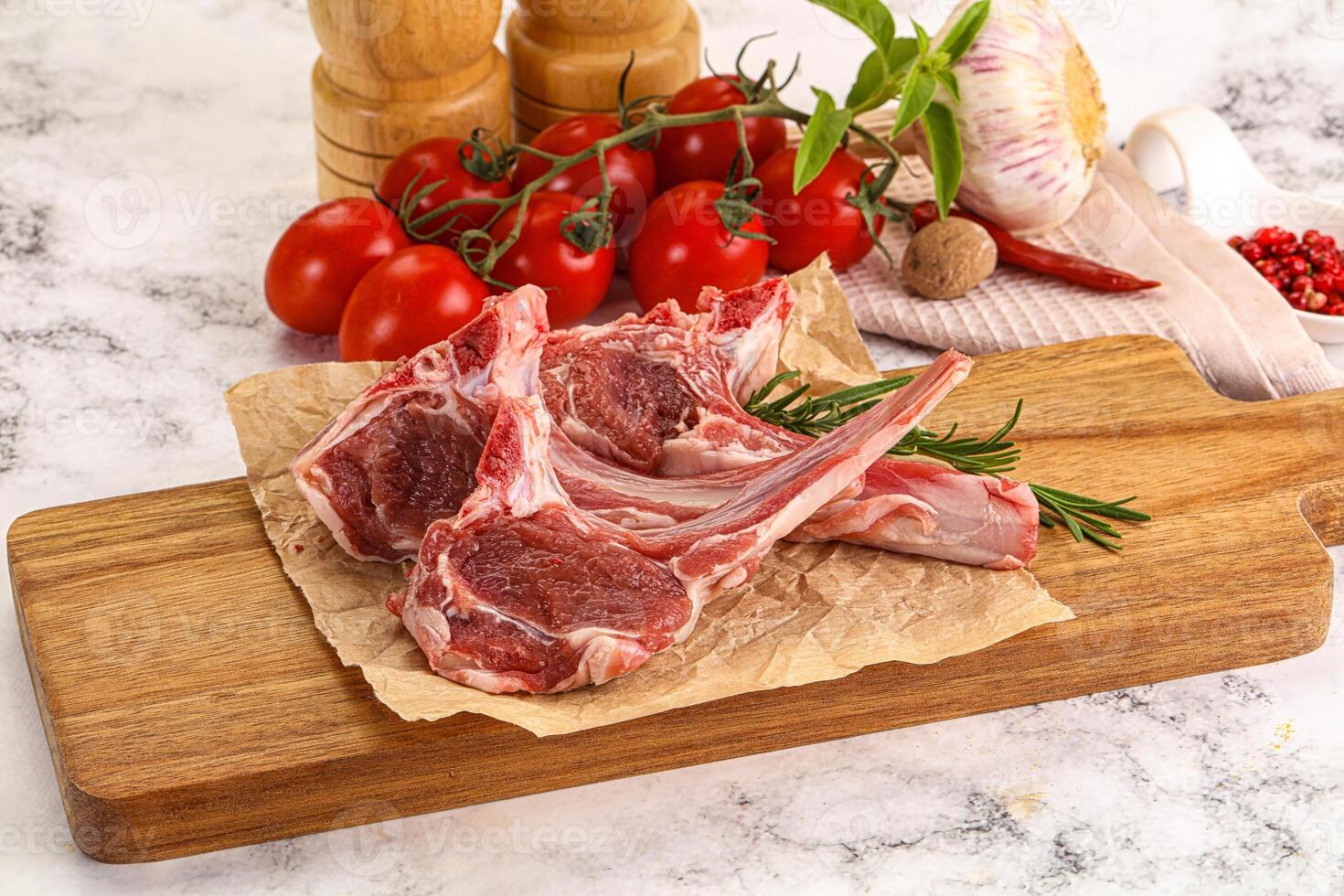 Raw Rack of Lamb for cooking photo