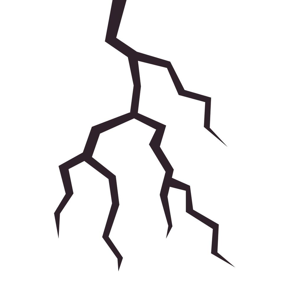 Broken wall or other surface with a crack. Thunderstorm lighting. vector