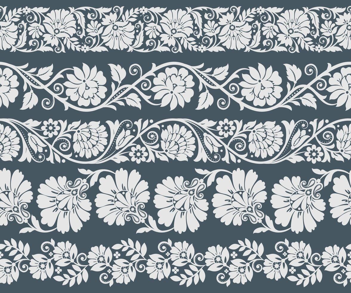 Set floral pattern and Ethnic Textile neckline design and motif for textile branding Fabric vector