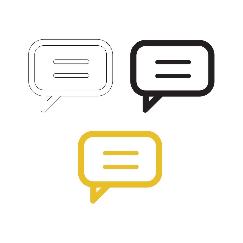 Chat Bubble Icon Outline, silhouette And color vector