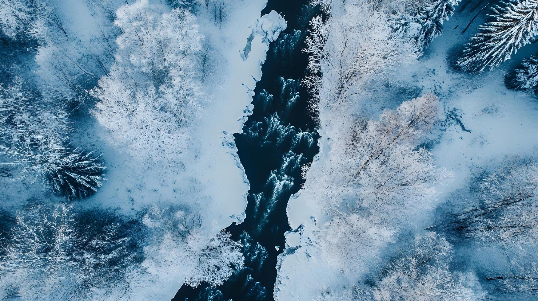 A blue sky with snow and trees in the background photo