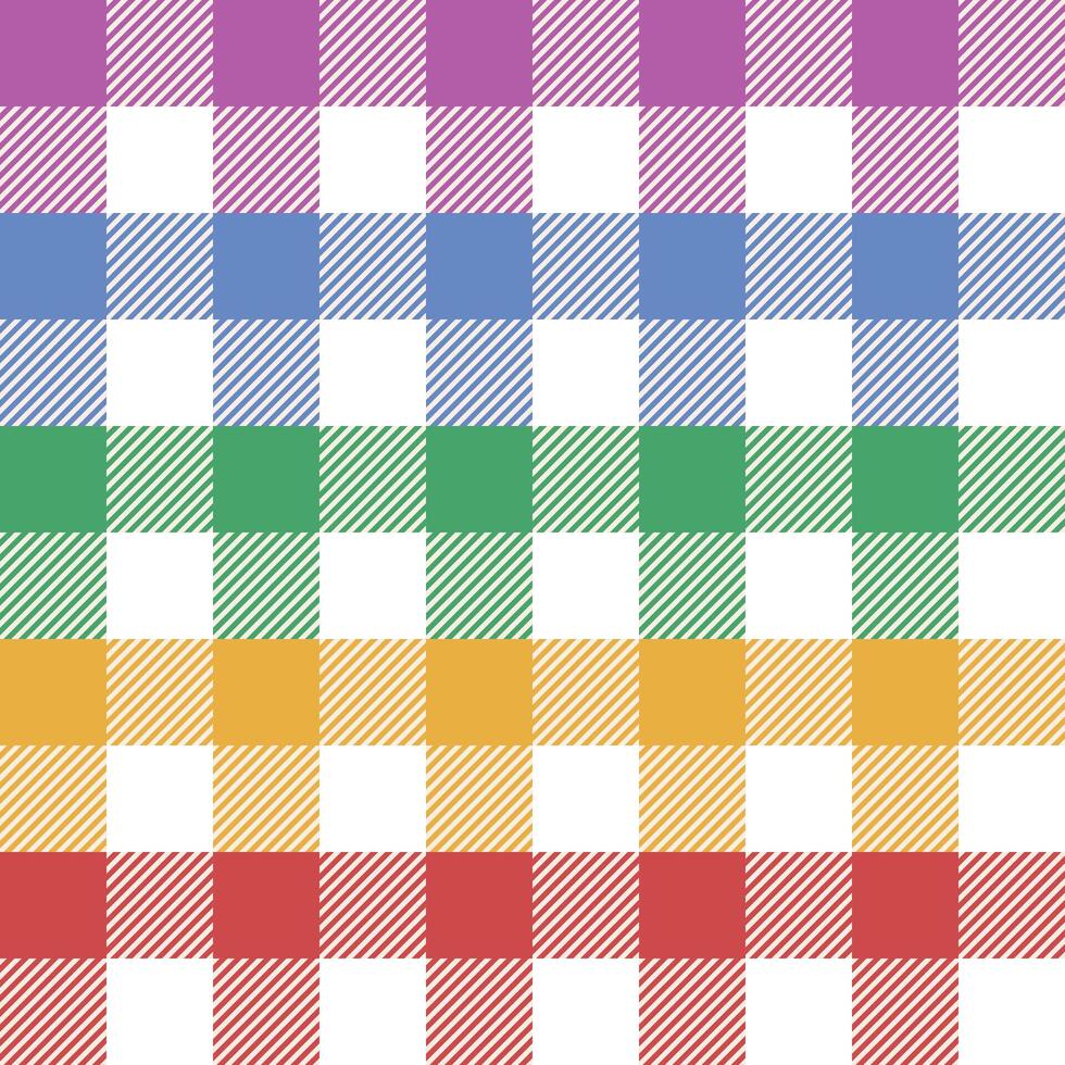 Retro rainbow gingham colorful pattern. vector