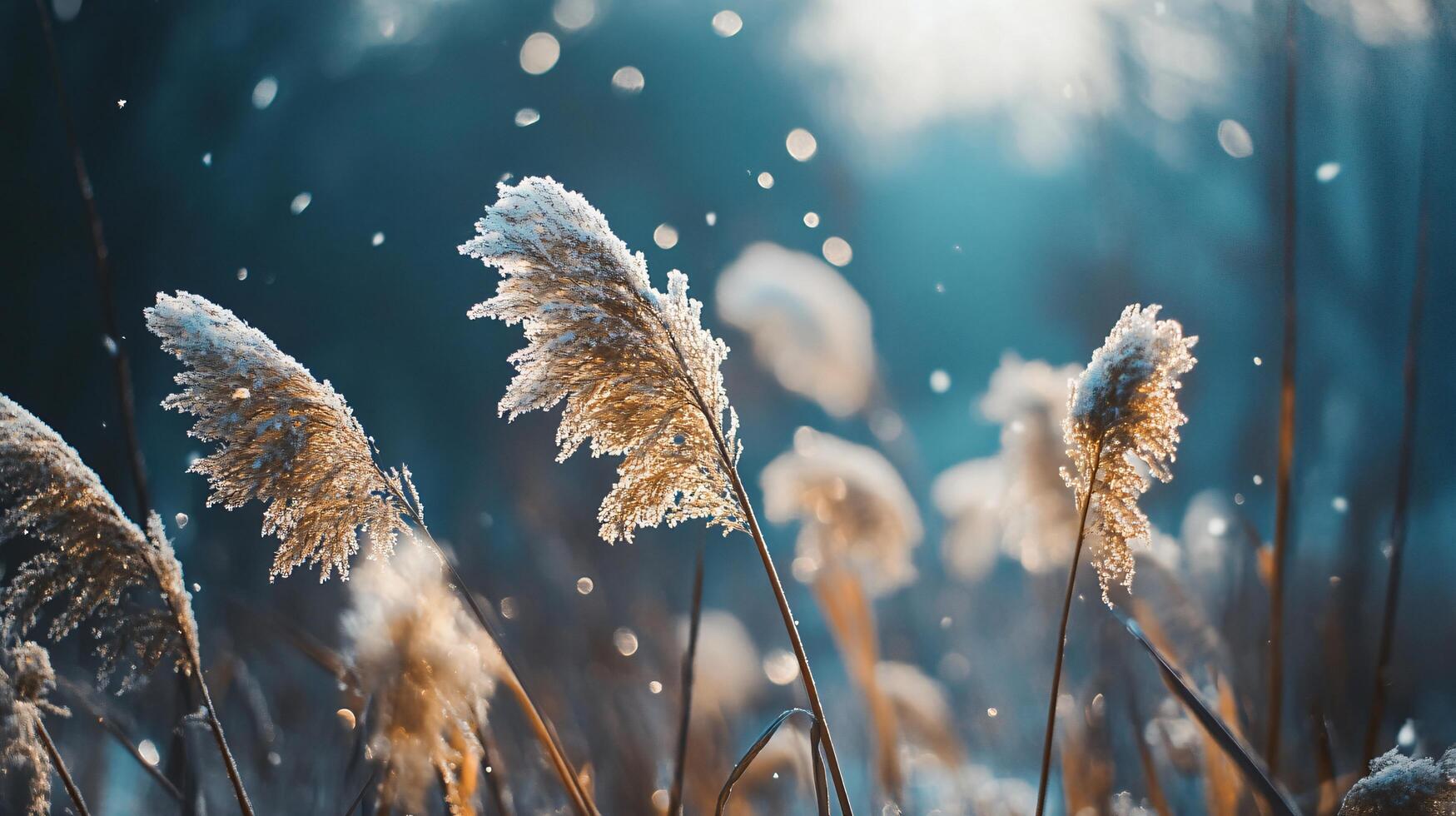 A field of grass covered in snow photo