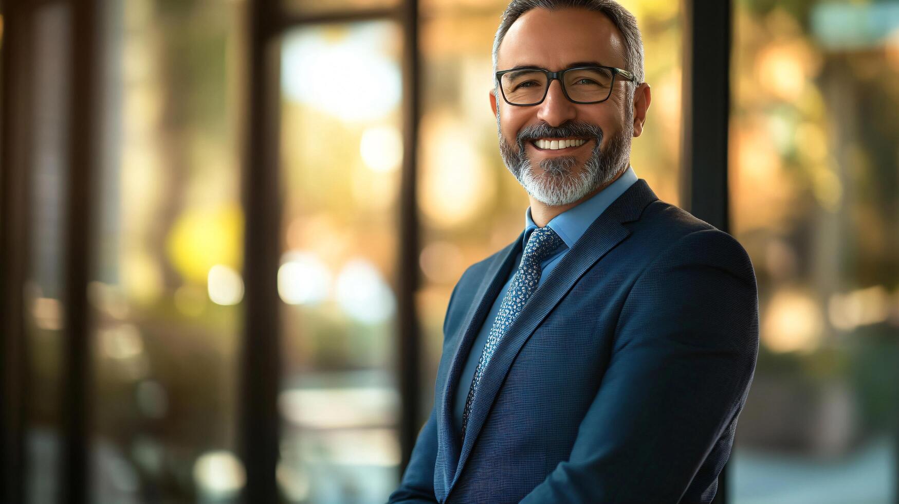 A man in a suit and tie is smiling for the camera photo