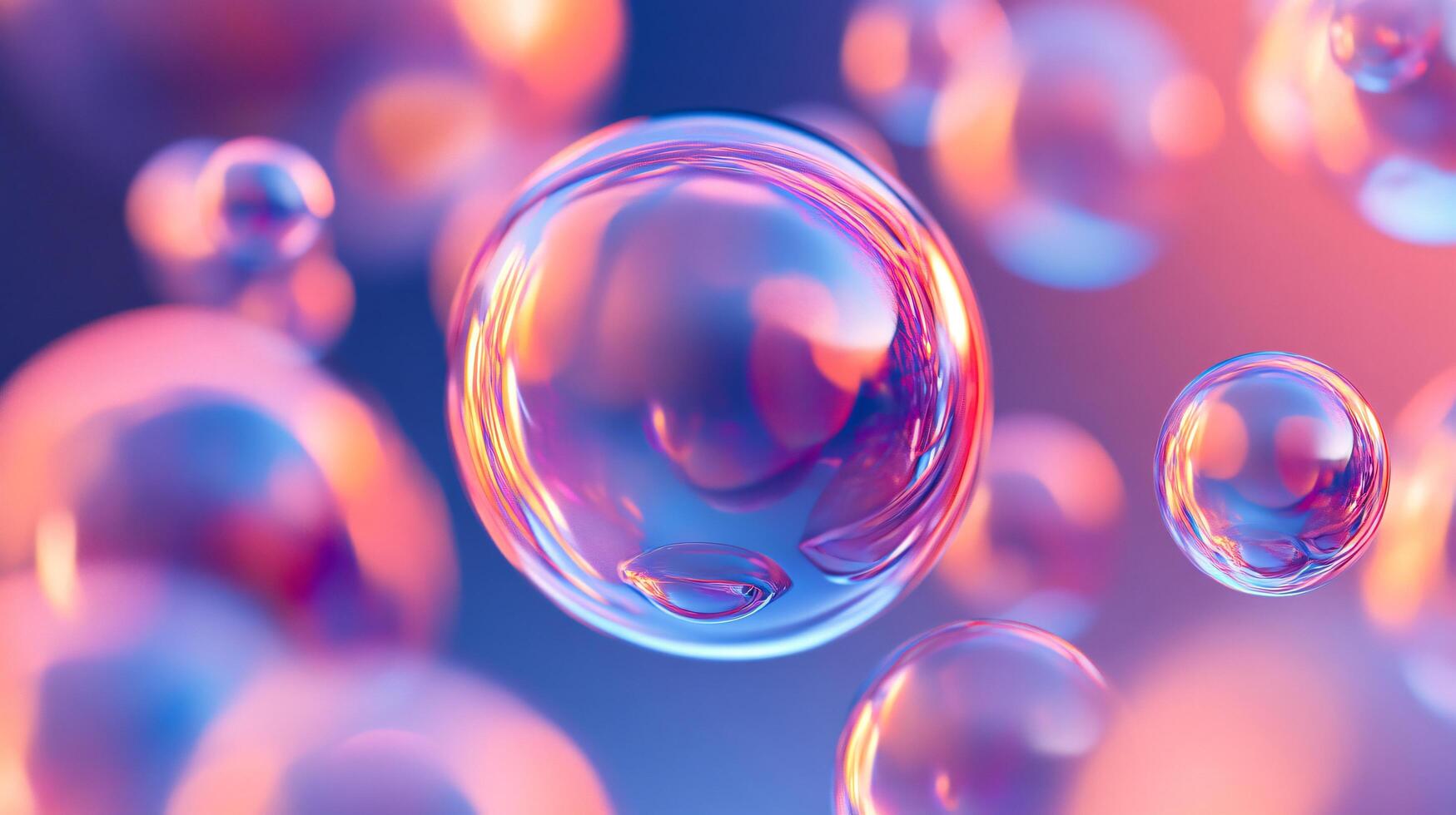 A series of colorful bubbles floating in the air photo