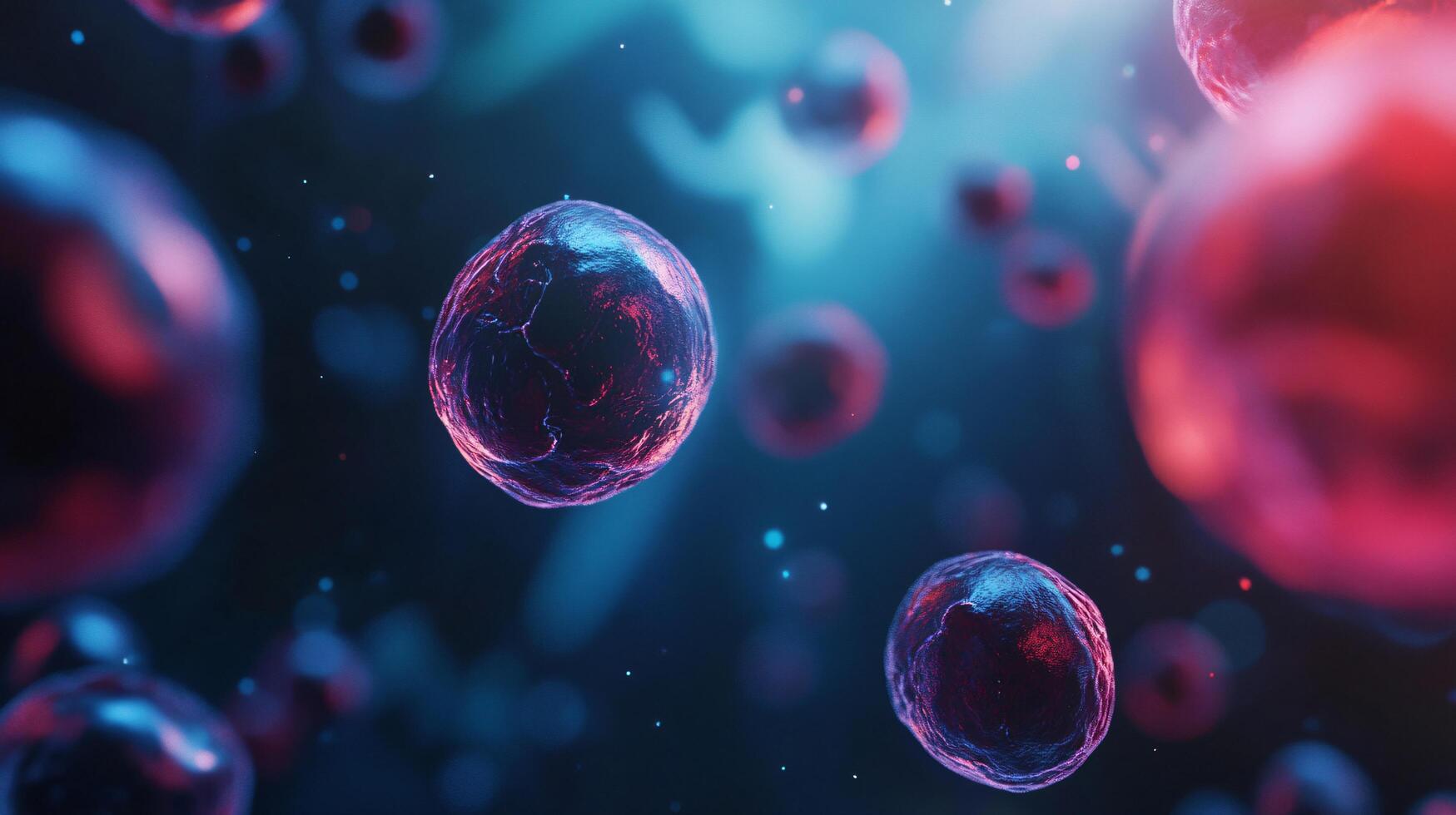 A close up of a bunch of red and blue spheres photo