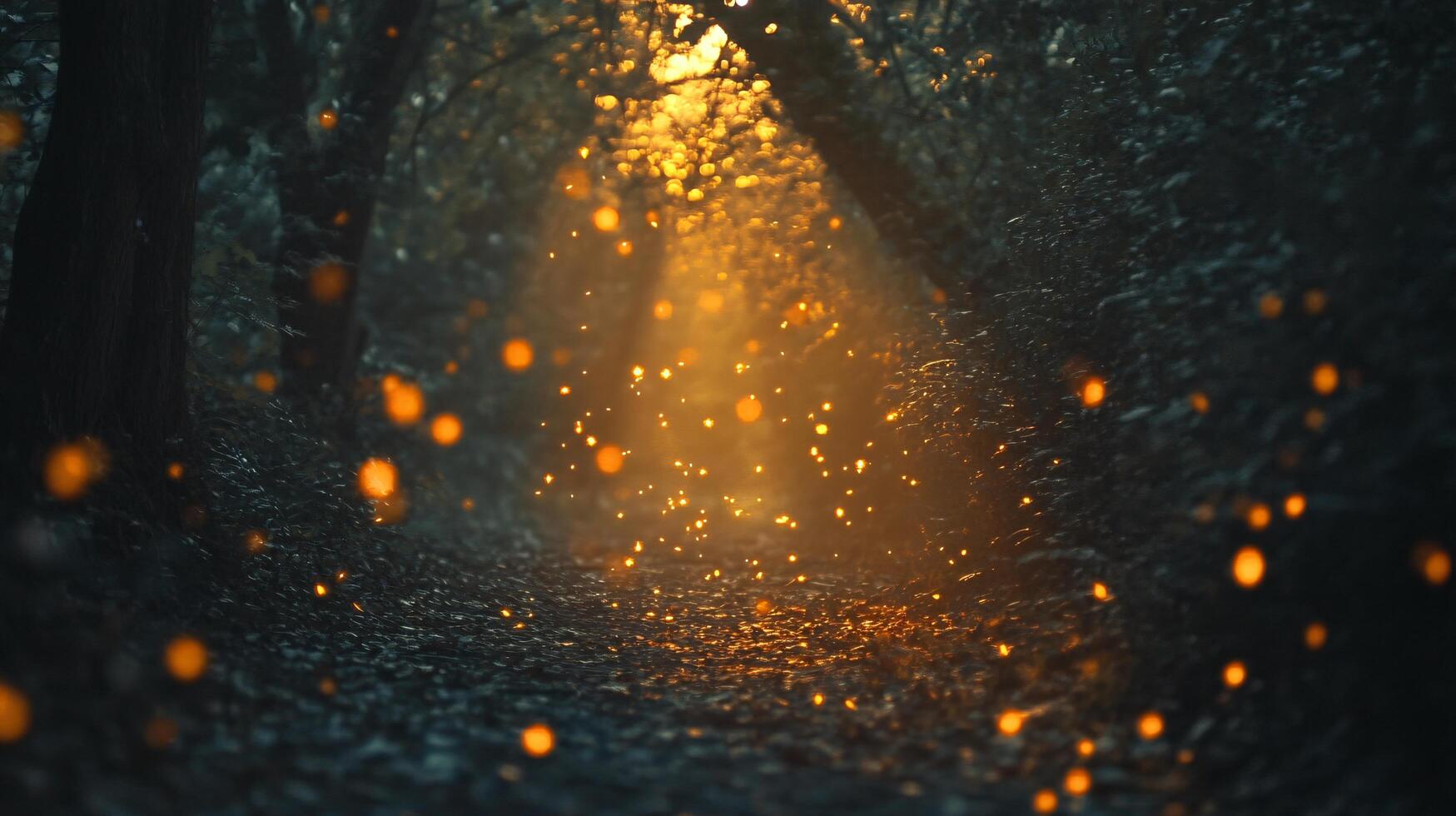 A forest with a lot of light shining through the trees photo