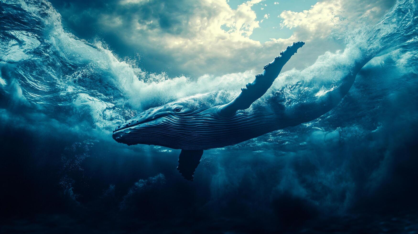 A whale is swimming in the ocean photo