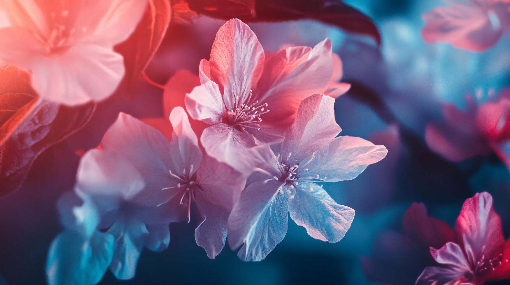 A close up of a flower with a blue and pink background photo