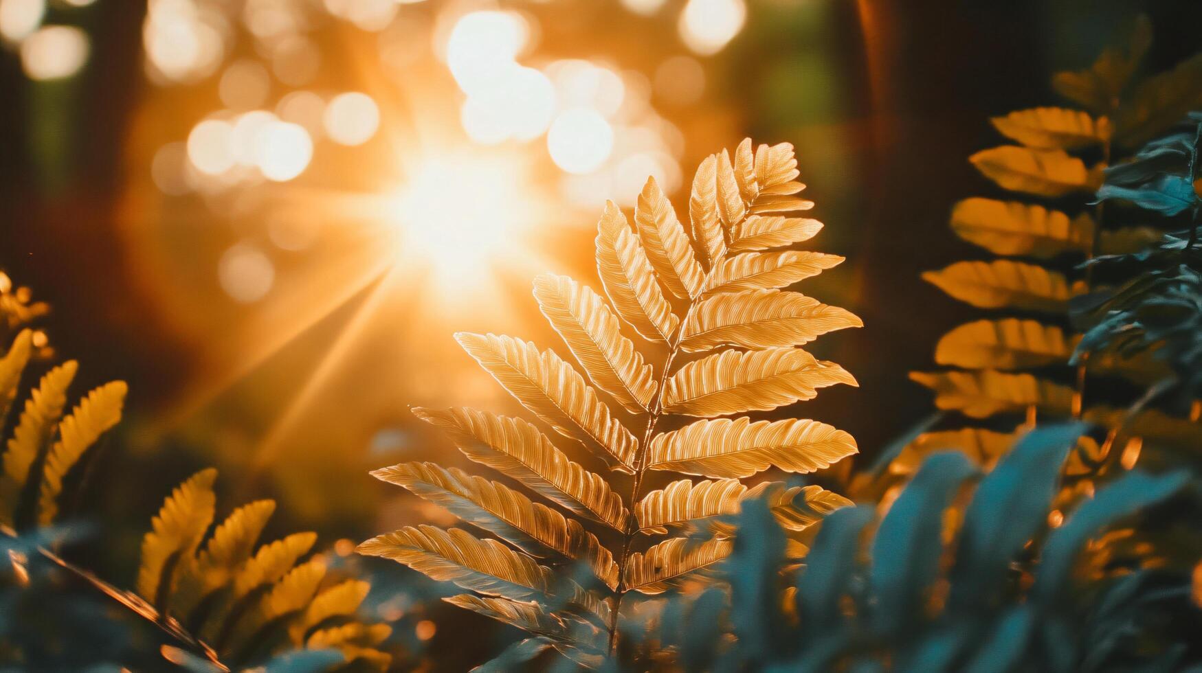 A leafy green plant with a sun shining on it photo