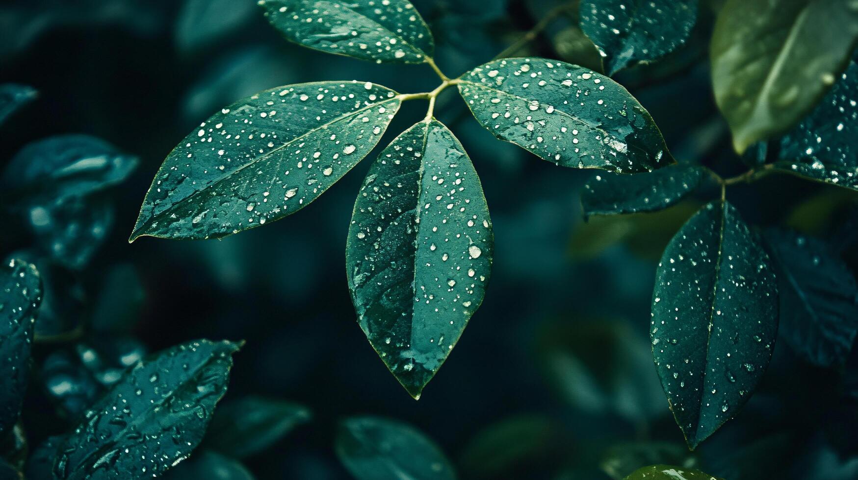A leaf with water droplets on it photo