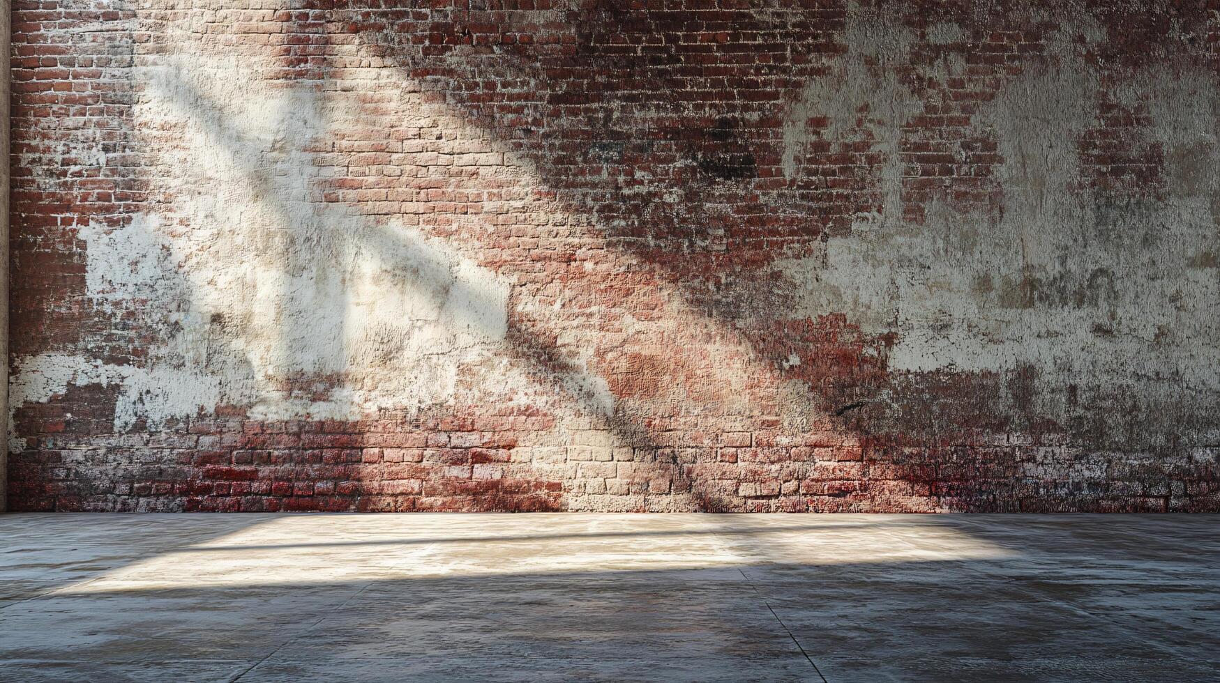 A brick wall with a shadow on it photo
