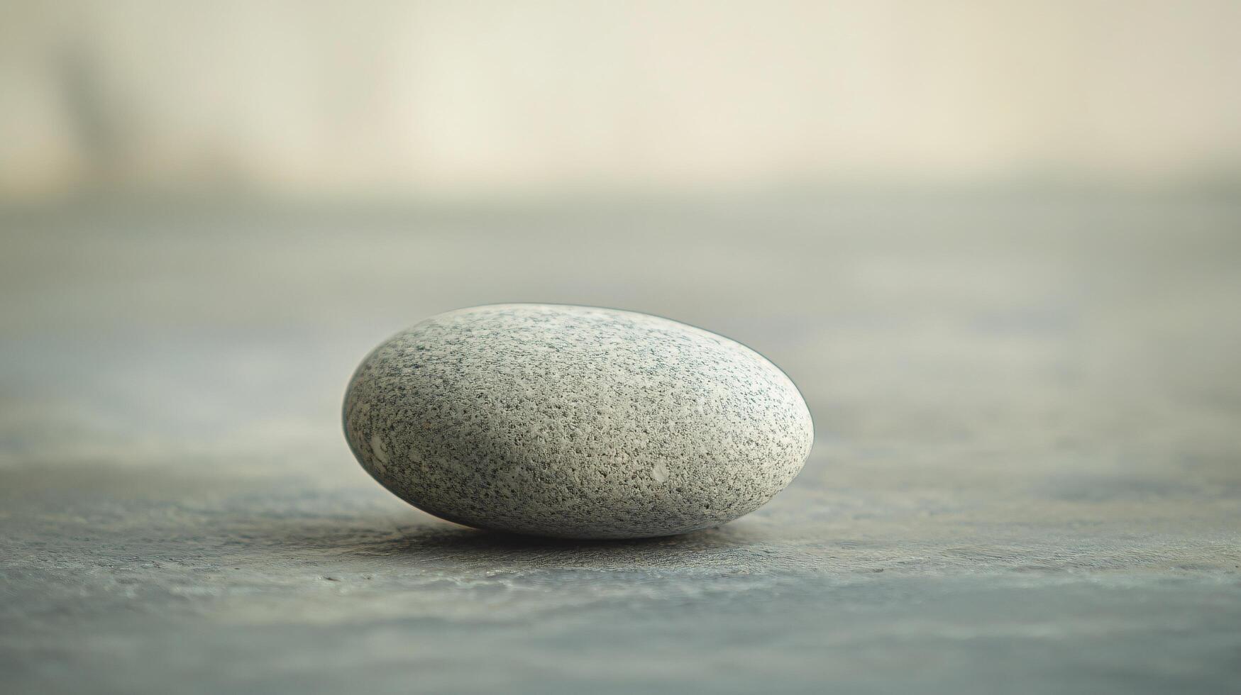 A large rock sits on a grey surface photo