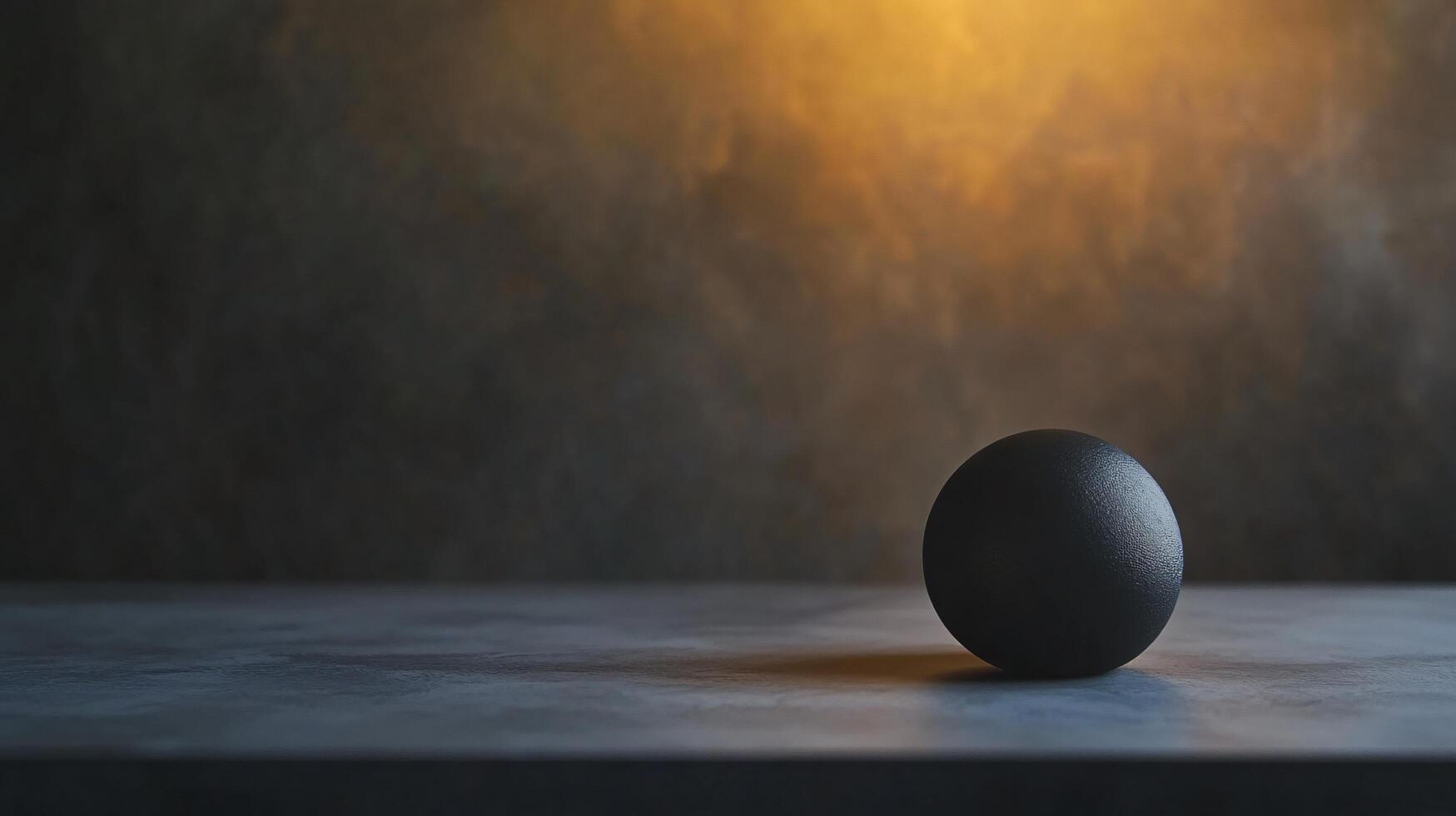 A black avocado sits on a table in front of a wall photo