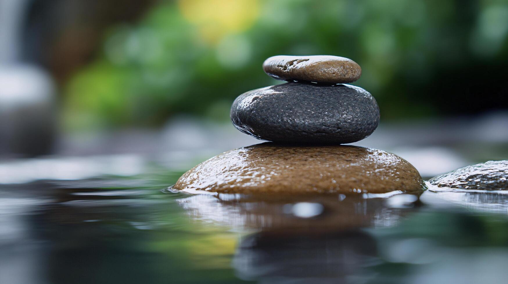 A stack of rocks on top of each other in a body of water photo