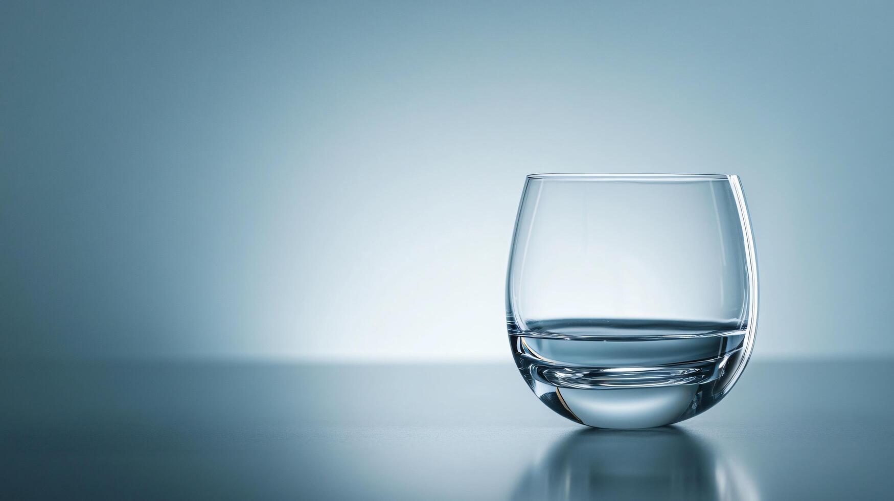 A glass is sitting on a table with a blue background photo