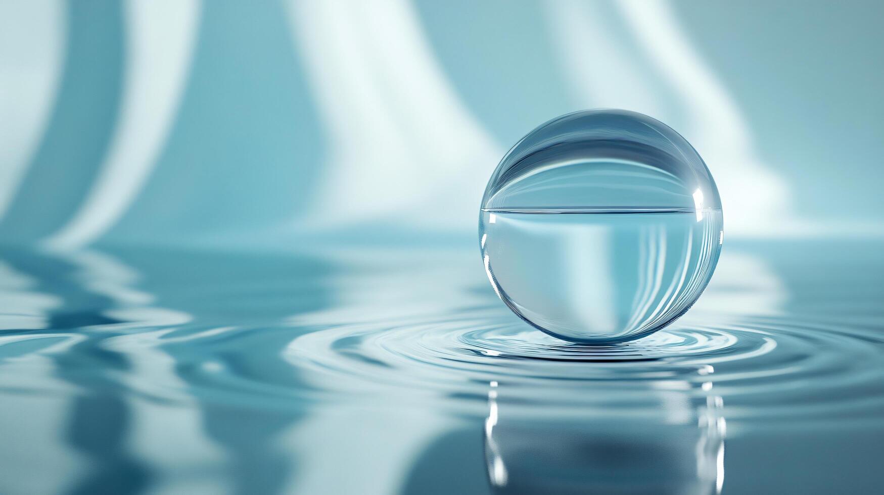 A clear ball is floating on the surface of a body of water photo