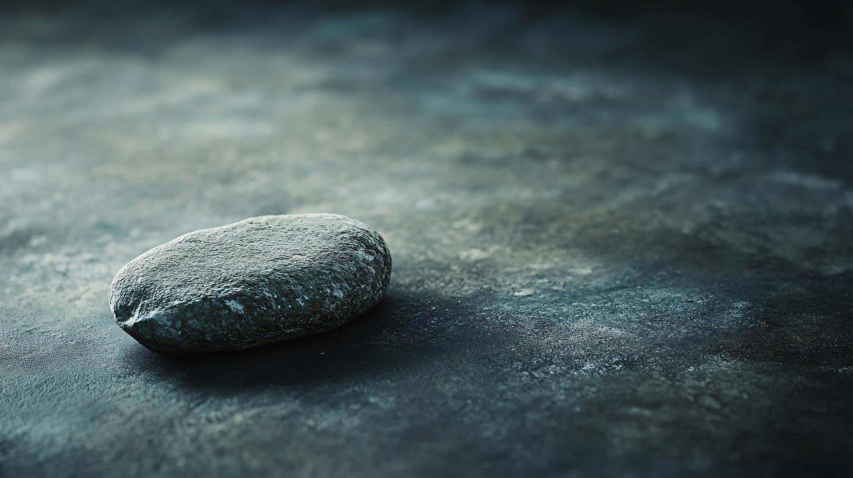 A large rock sits on a grey surface photo