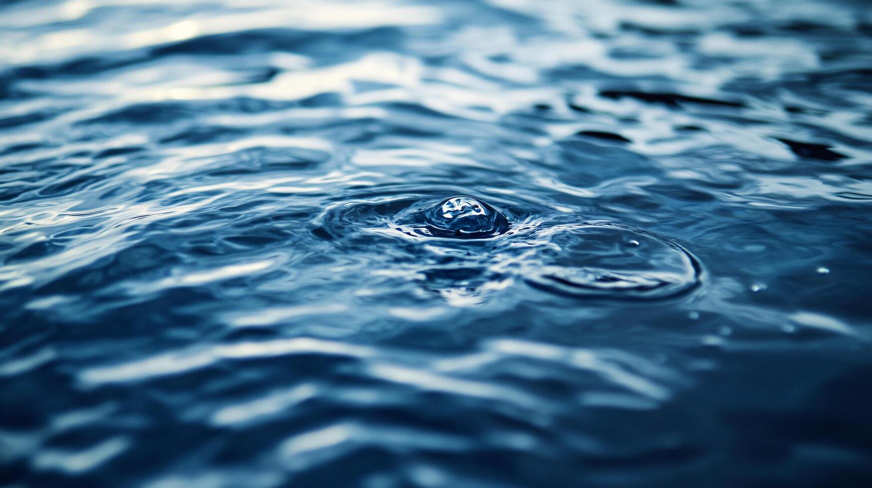 A drop of water is floating on the surface of the ocean photo