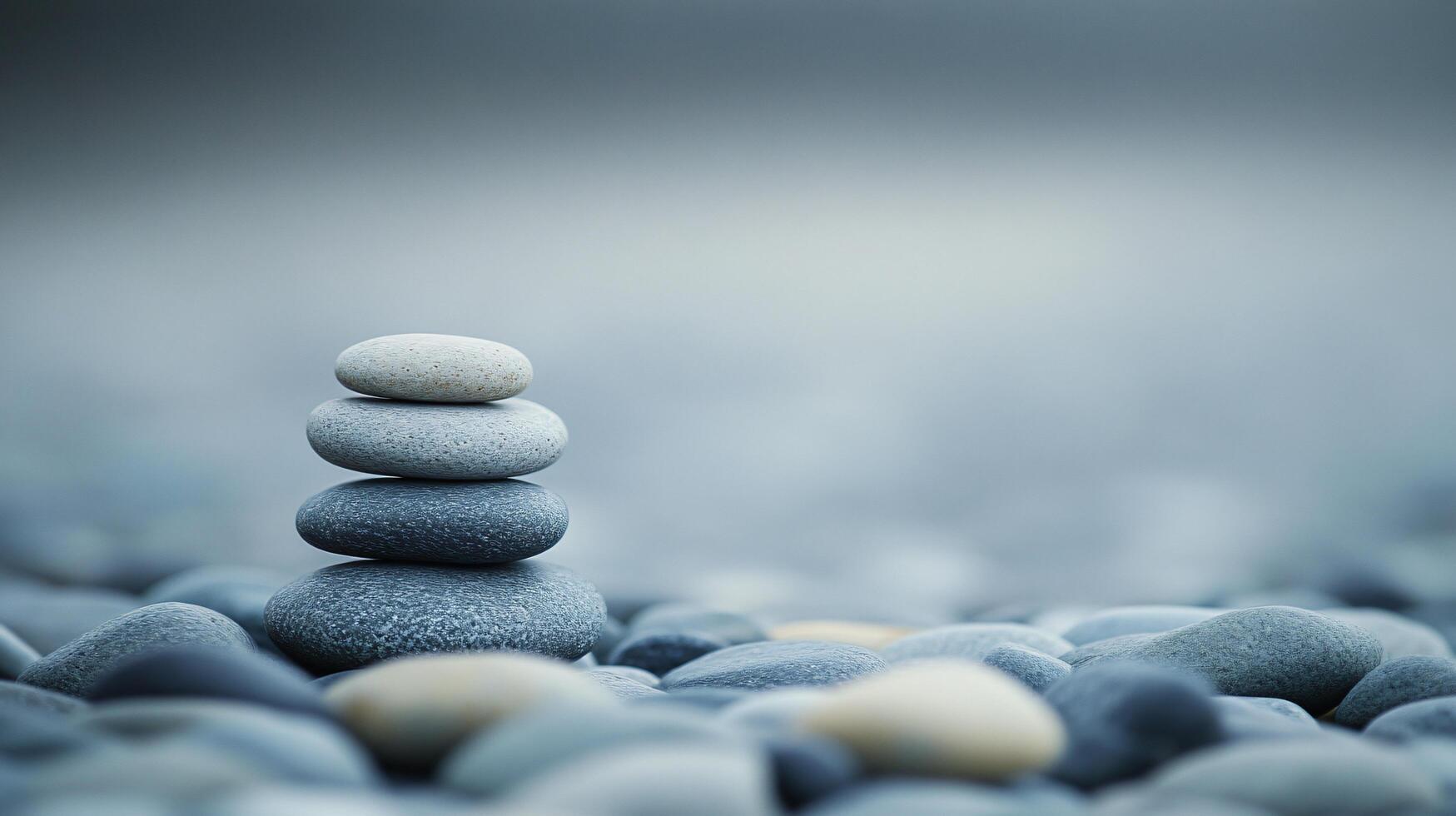 A stack of rocks on a beach photo