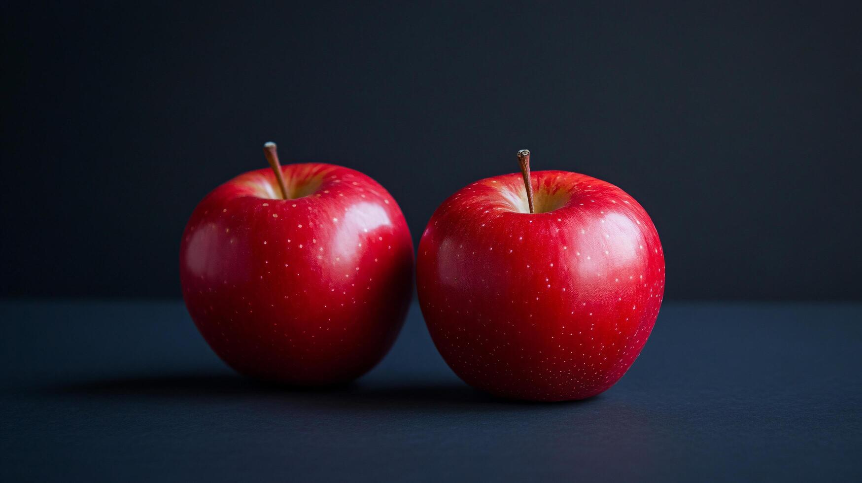 Two red apples on a black background photo