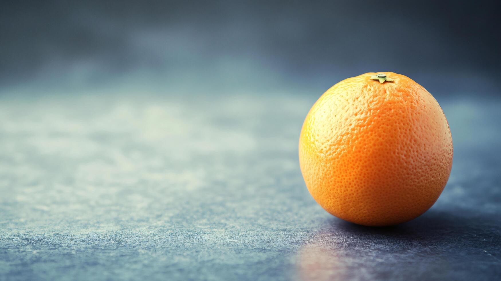 A single orange sits on a countertop photo