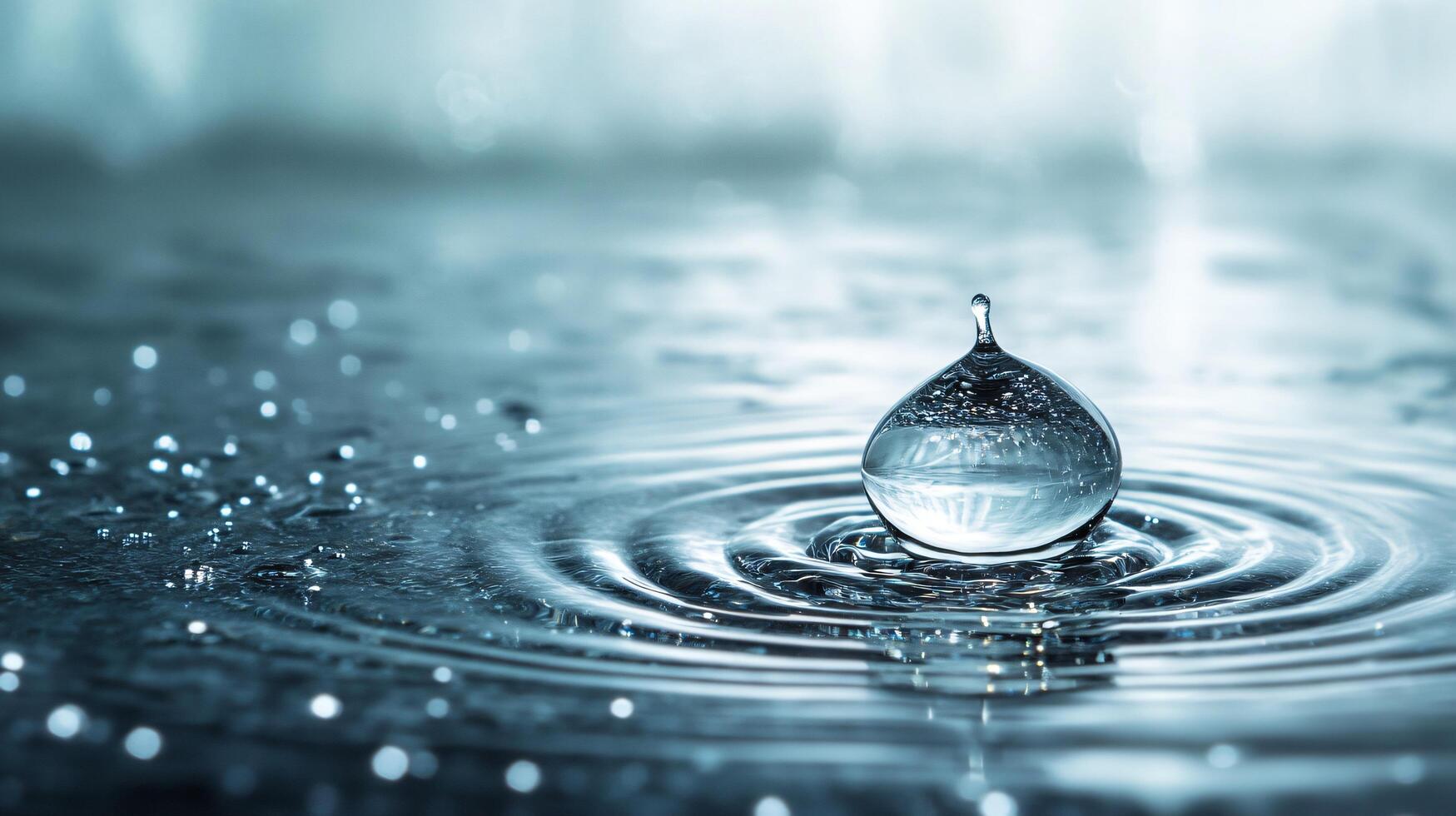 A drop of water is falling into a body of water photo