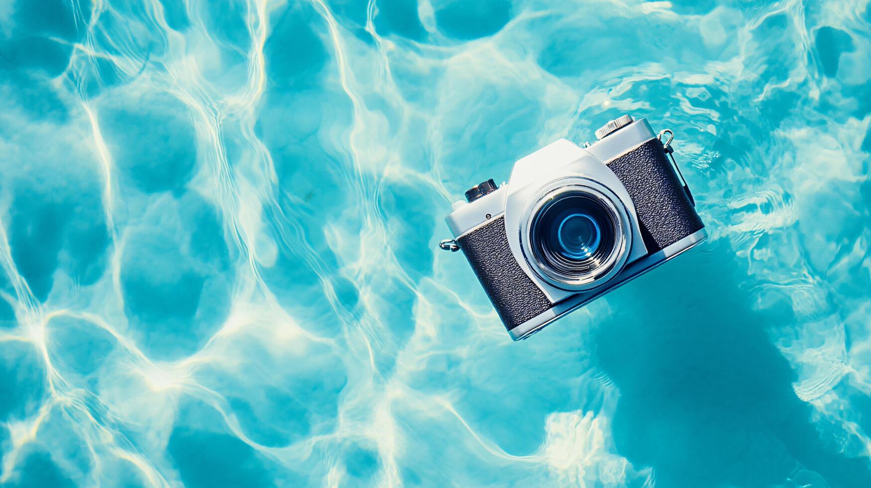 A camera is floating in the water photo