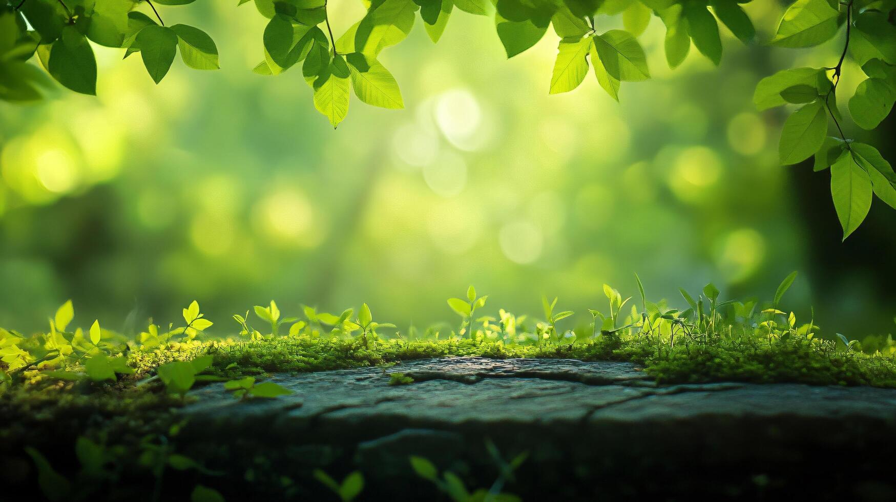 A lush green field with a tree in the foreground photo