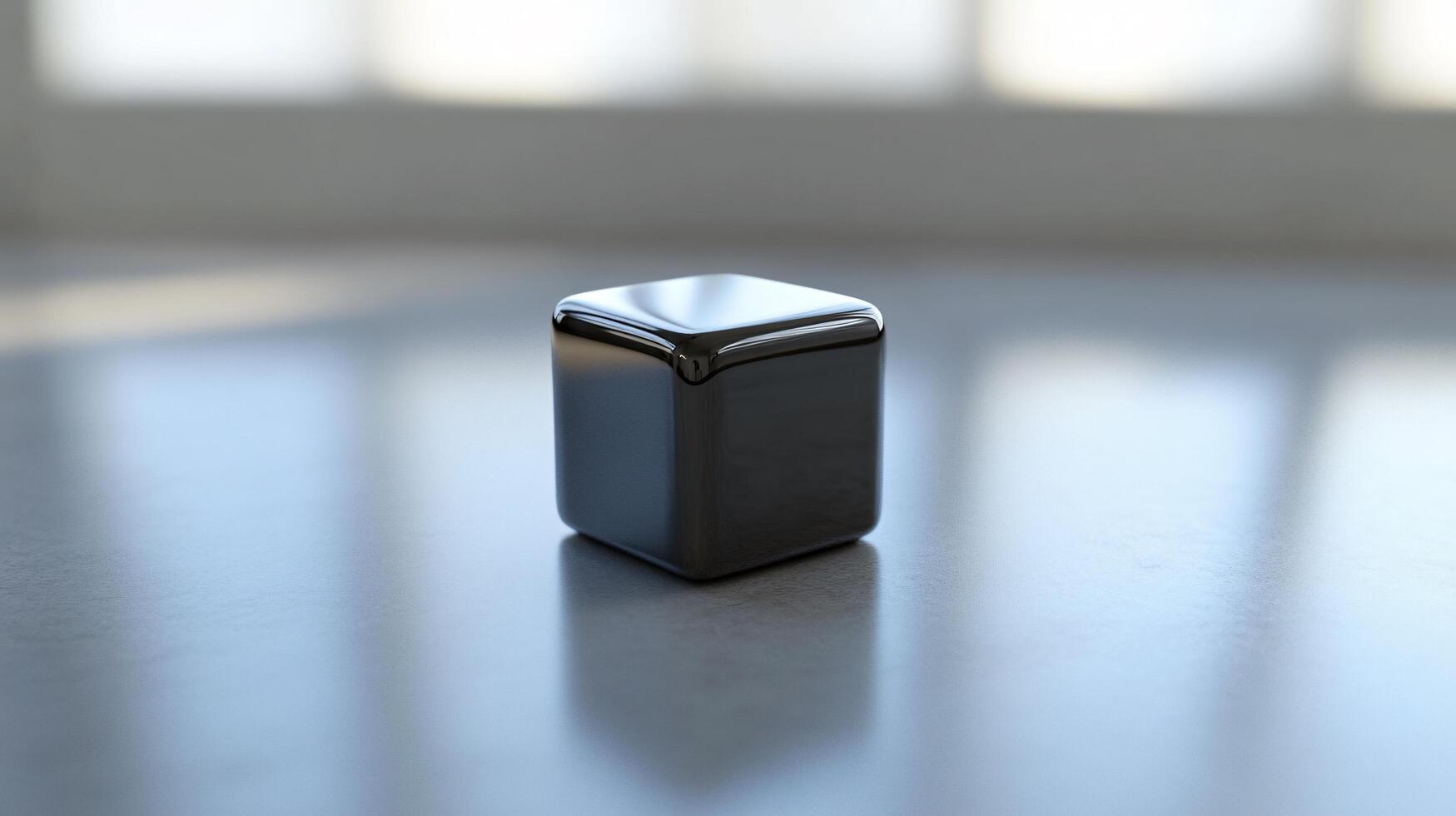 A shiny silver box sits on a table photo