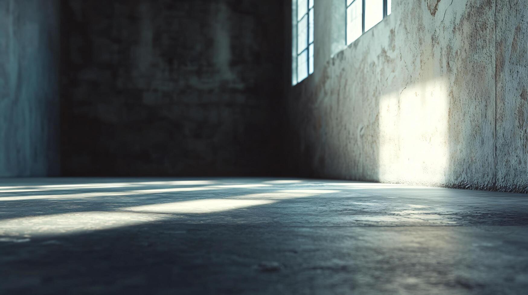 A dark room with a window that is letting in sunlight photo