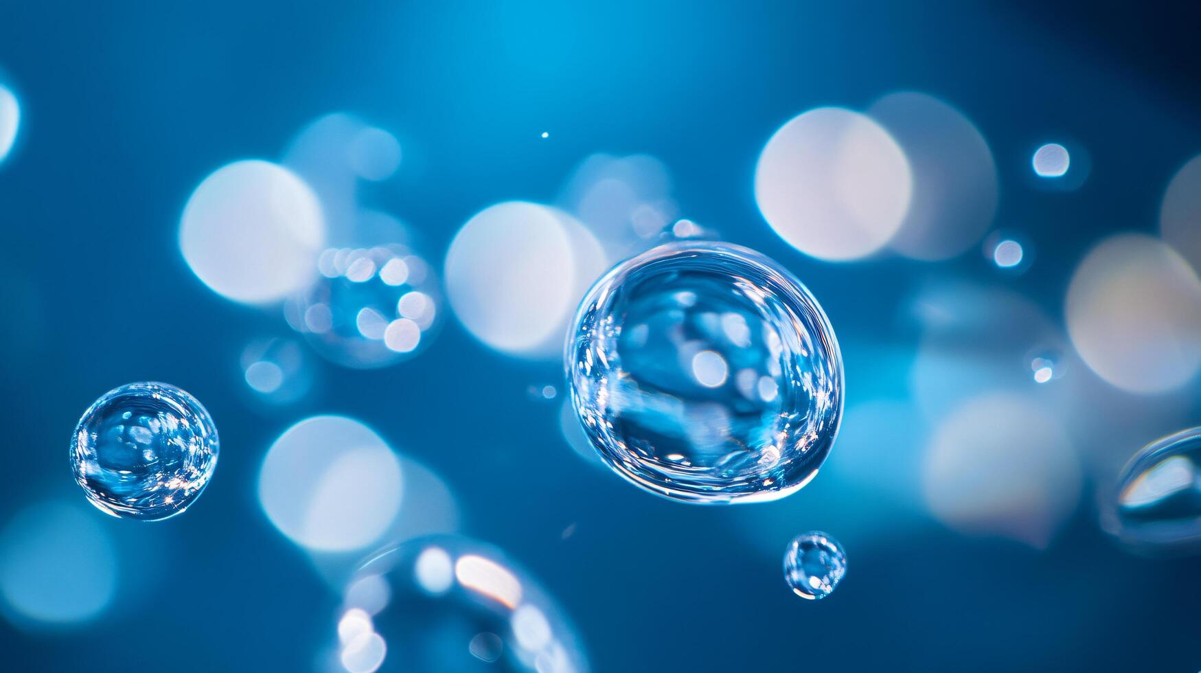 A blue background with many small bubbles of water photo