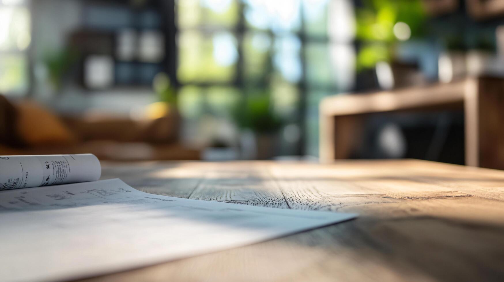 A piece of paper with writing on it is on a wooden table photo