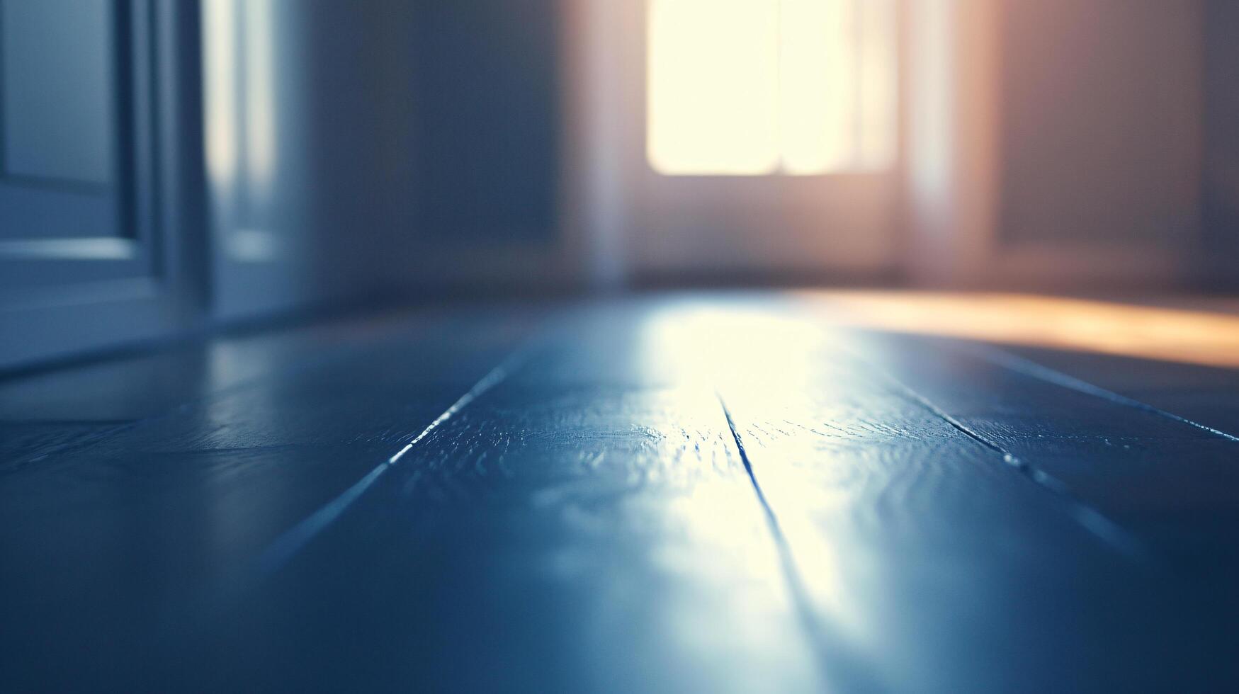 A room with a blue floor and a window photo