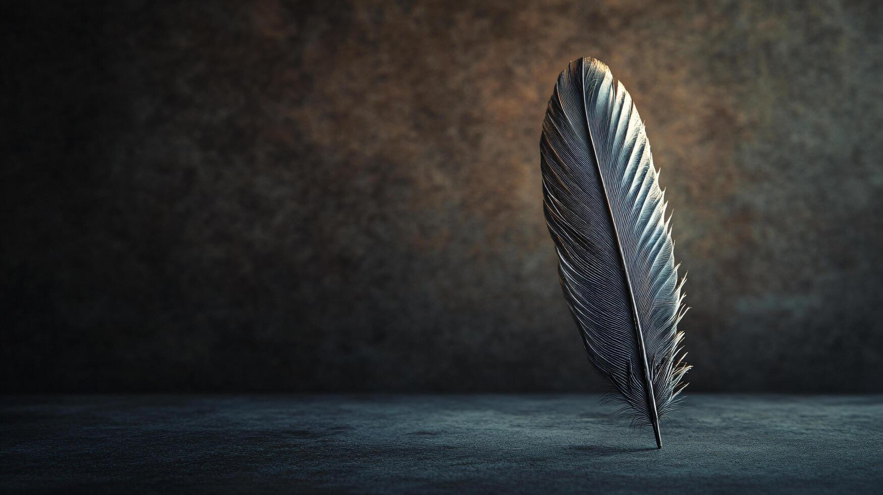 A feather is on a dark surface photo