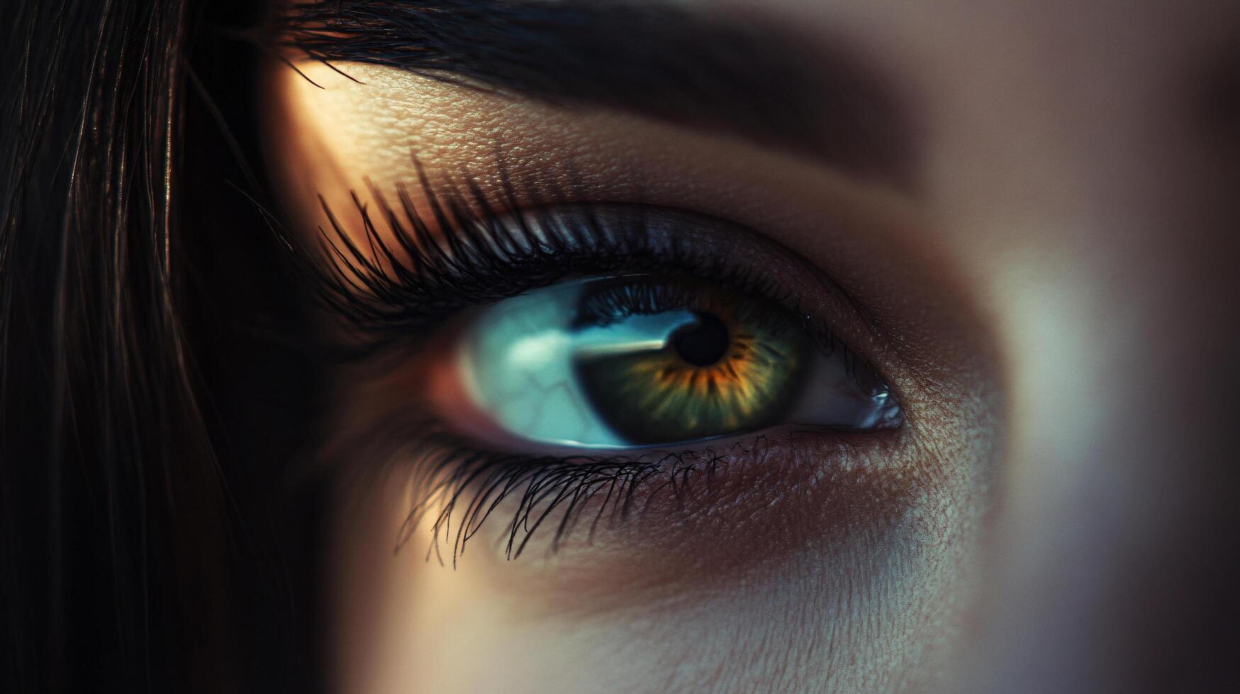 A woman's eye is shown in a close up photo