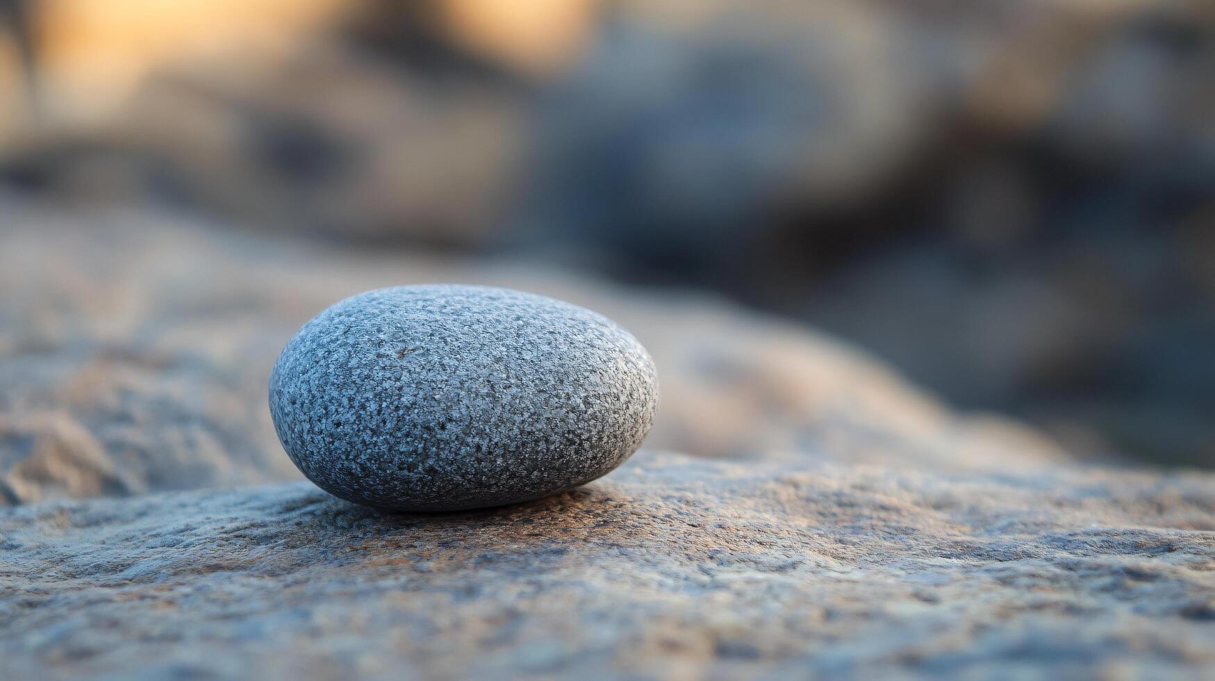 A small gray rock sits on a rocky surface photo