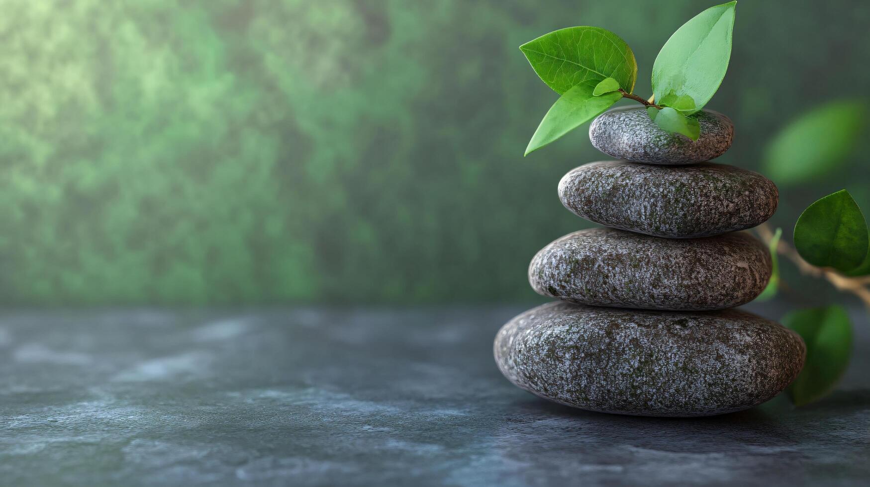 A stone pyramid with a leaf on top photo