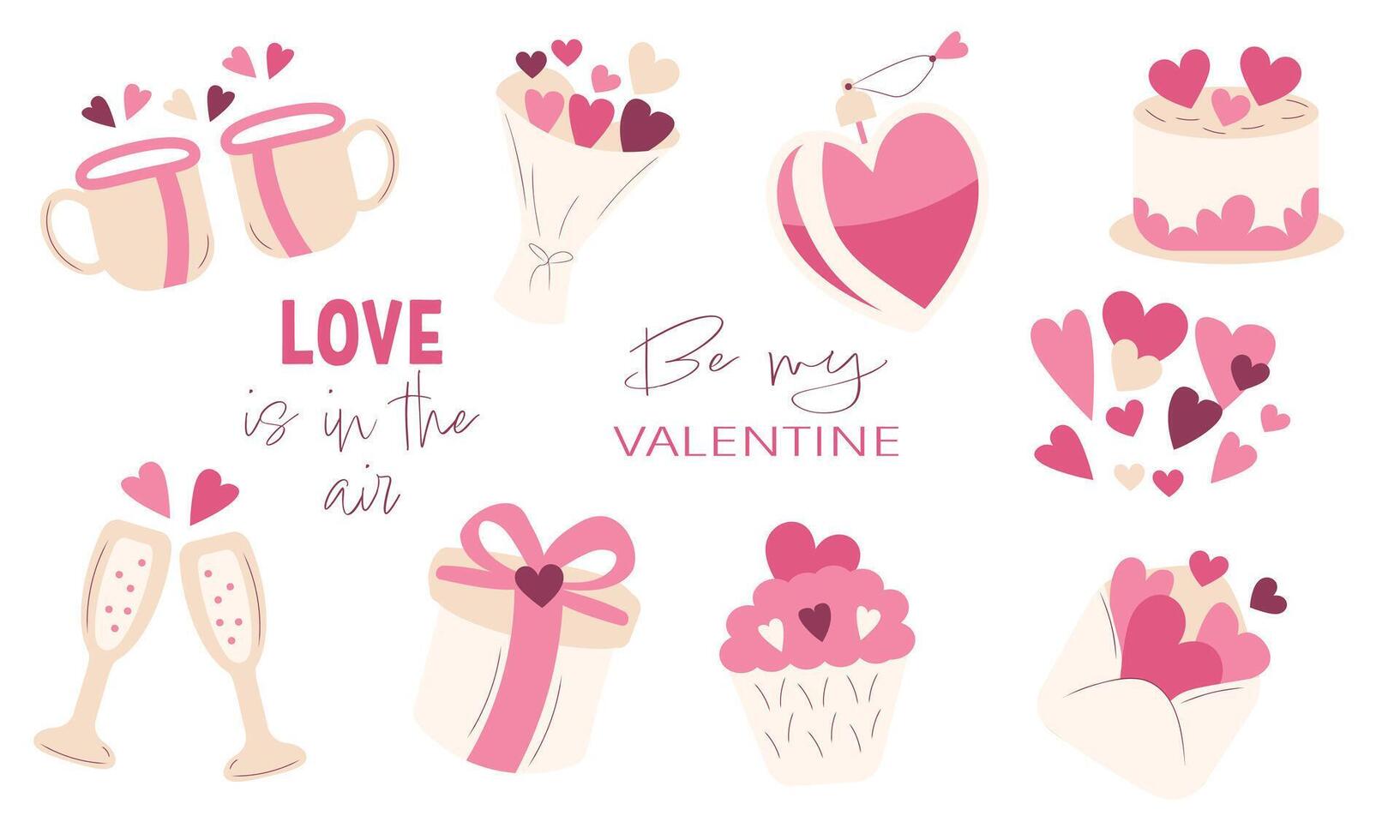 Set of elements for Valentines day vector