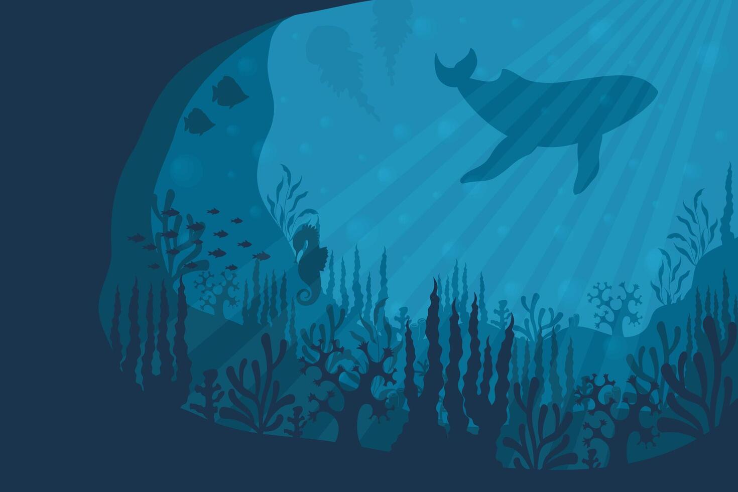 ocean depth with fauna vector