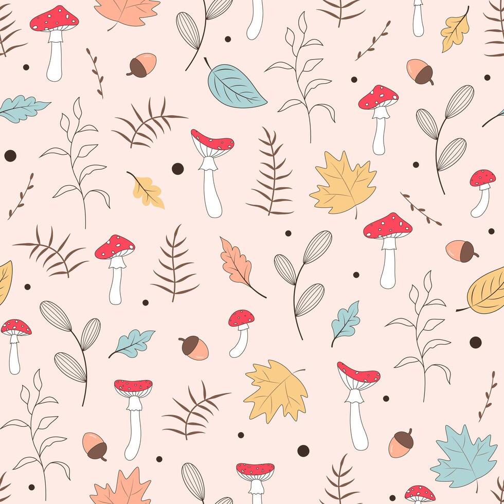 mushrooms seamless pattern vector