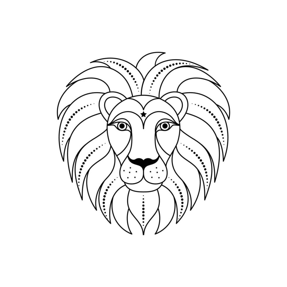 Leo zodiac sign in linear style on white background. vector